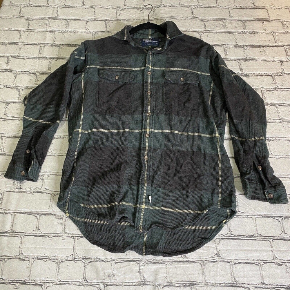 Polo By Ralph Lauren Wool Button Up Shirt Medium Multicolor Plaid Long Sleeve